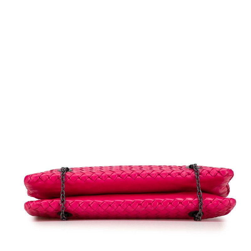 Bottega Veneta Intrecciato Chain Shoulder Bag Pink Leather Women Bottega Veneta