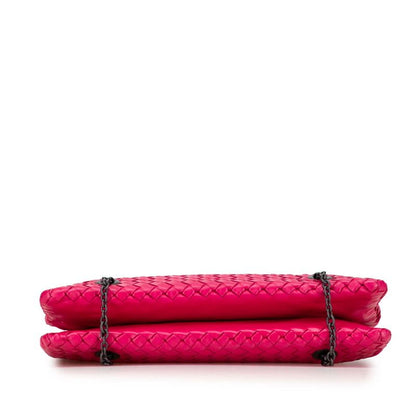 Bottega Veneta Intrecciato Chain Shoulder Bag Pink Leather Women Bottega Veneta