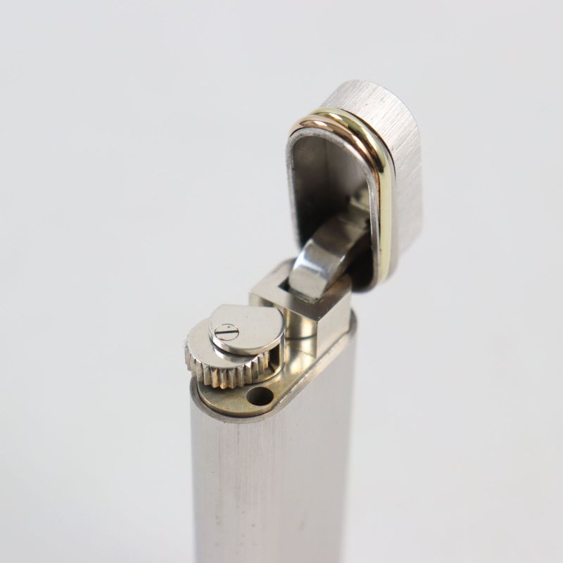 Cartier Trinity Hairline New Shape Roller Type Smoking Toy Gas Lighter Silver