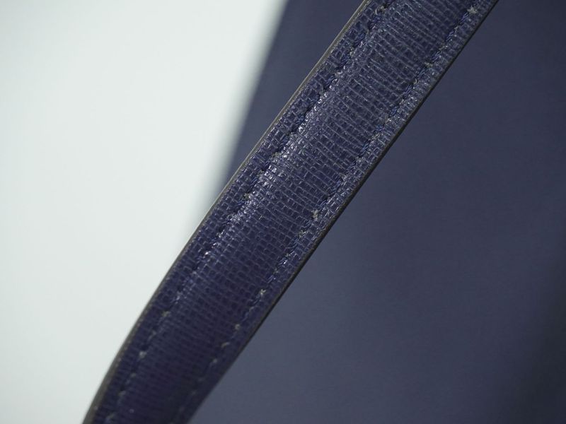 Authentic Fendi Trois Jour Bicolor Tote Handbag PVC Leather Navy Silver 8bh272