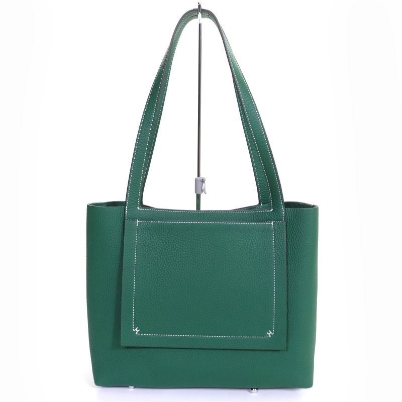 Hermes Cabas Serie 31 Taurillon Clemence Vert Moyen Tote Bag W Engraved Storage