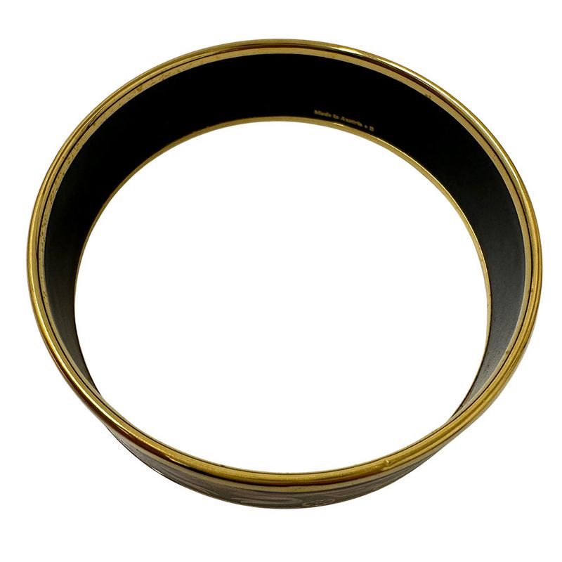 Hermes Bangle Emile GM Ladies Brand GP Black Gold Cloisonne Bangle Fashionable