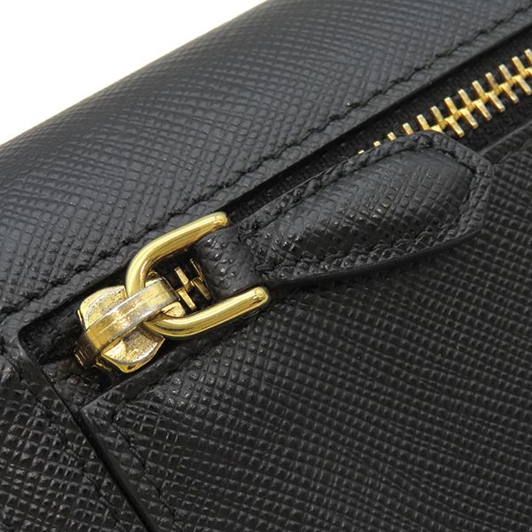 Prada Long Wallet Ribbon Flap Wallet Saffianoleather Black Goldhardware Black
