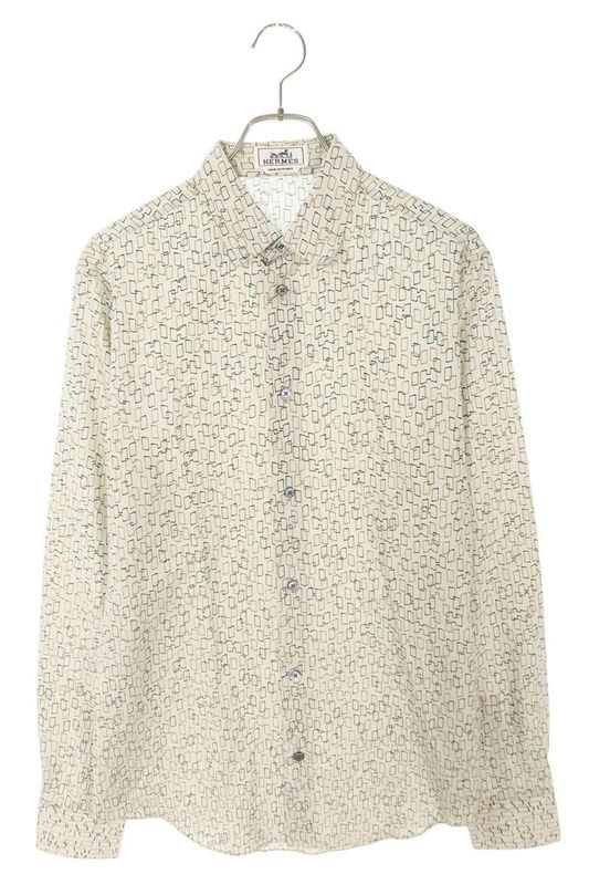 Hermes H All-over Print Long Sleeve Shirt Men 39