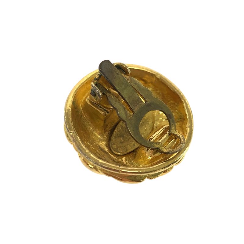 Chanel Vintage Matelasse Coco Mark Gold Metal Earrings 2 5 Engraved Ladies