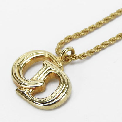 Christian Dior Necklace Metal Gold Plated Accessories CD Logo Ladies Women