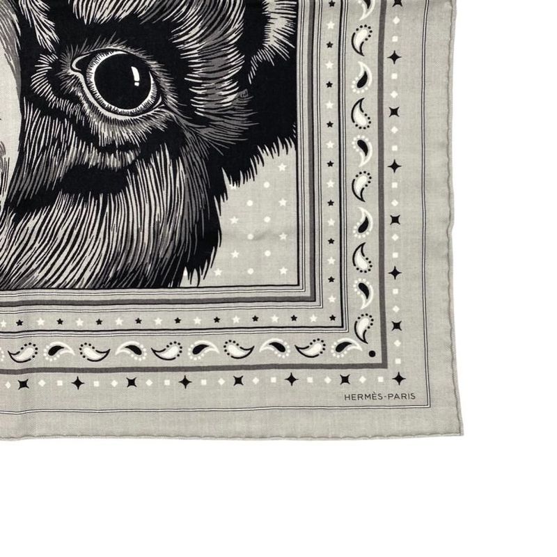Hermes Bandana Carré H 65 Grrrrrrr! H284227t 14 Gris Cles Noir Black White