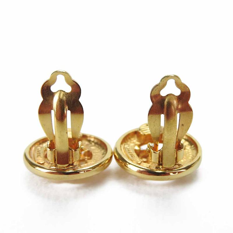 Chanel Earring Coco Mark Metal Gold Accessory Plated Small Accessories Ladies