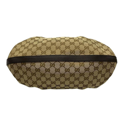 Gucci Tote Bag GG Pattern Scarlet 269953 Beige And Dark Brown Leather