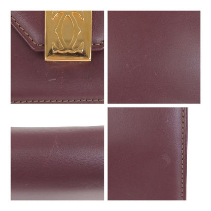 Cartier Must Line Wine Red Bordeaux Gold Hardware Leather Shoulder Bag Pochette