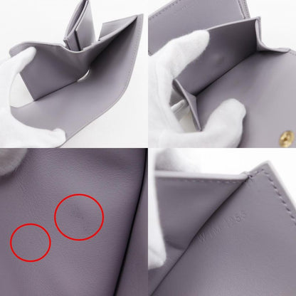 Celine Triomphe Small Flap Wallet Compact Wallet Leather Purple Women's Trifold