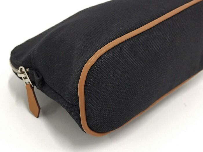 Hermes Bolide Pouch 20 Handbag Canvas Black