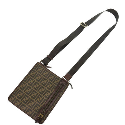 Fendi Zucca Pattern Vintage Sakosh Pvc/leather Brown Shoulder Bag 0463 Fendi