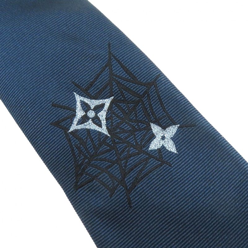 Louis Vuitton 2022 Mp3422 Cravat LV Spider Silk Tie Navy Men's