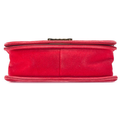 Chanel Boy Chanel Matelasse Chain Shoulder Cotton And Peroa Red And Multicolor