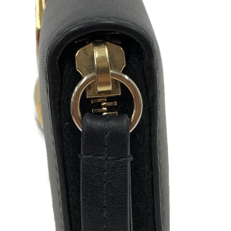 Gucci Round Zipper Long Wallet Sylvie 476083 Black