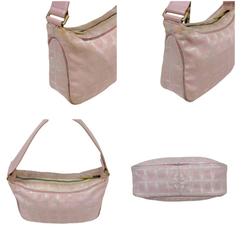 Chanel New Travel Line Mini Handbag Accessory Pouch Nylon Canvas Pink Coco Mark