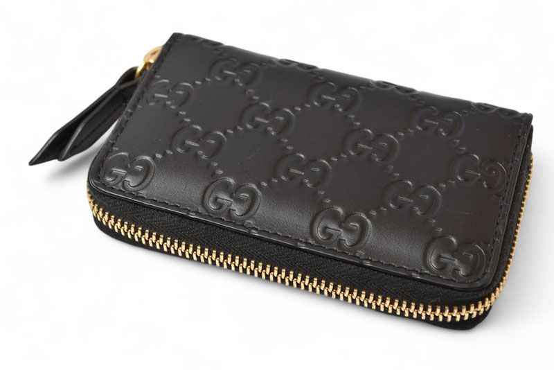 Gucci Coin Case Card Case Gucci Mini Wallet Coin Purse Guccissima 466492 Black