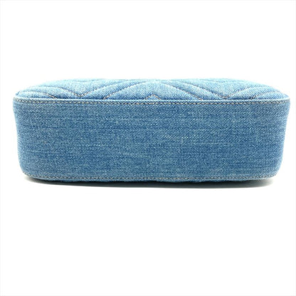 Gucci GG Marmont Quilted Shoulder Bag Denim 447632 Blue Faux Pearl Women