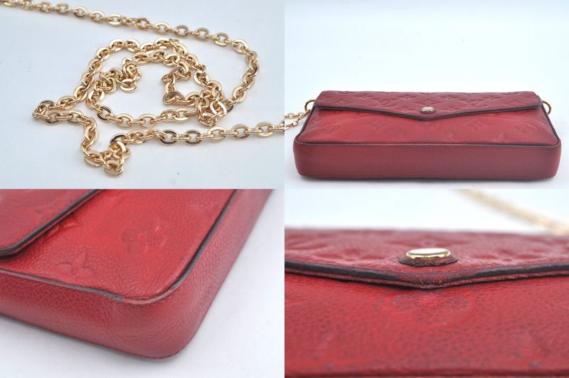 Louis Vuitton Monogram Empreinte Pochette Felice Shoulder Bag Red LV 9298m