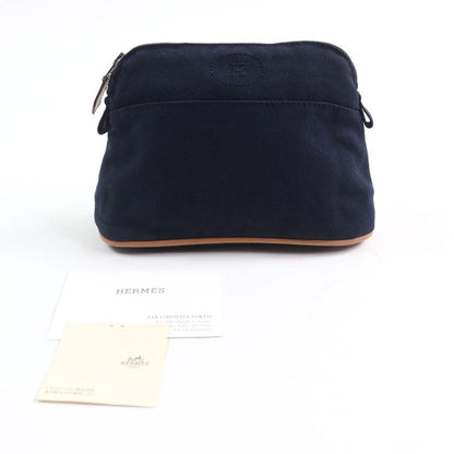 Hermes Bolide Pouch PM H Logo Embroidery Pouch / Cosmetic Pouch Navy Made In