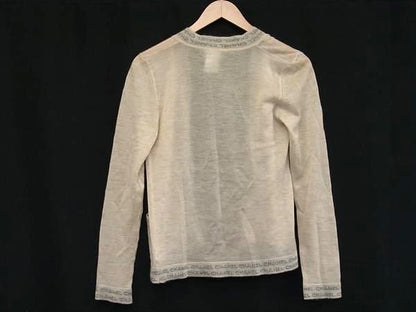 CHANEL P12374v00538 Logo Cashmere Short Sleeve Shirt Cardigan Size 36