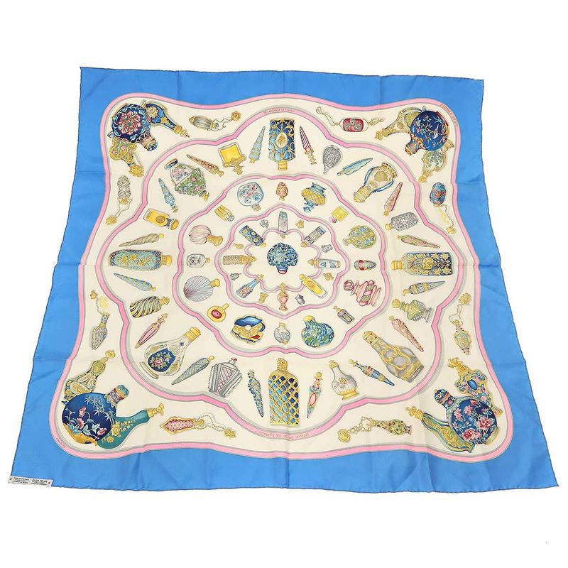 Hermes Carre 90 Qu Inporte le Flacon Silk Scarf Blue