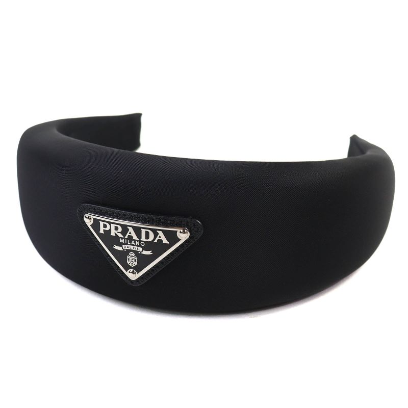 Prada 1ih016 Triangle Logo Triangle Logo Plate Headband Hair Accessory Black