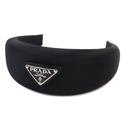 Prada 1ih016 Triangle Logo Triangle Logo Plate Headband Hair Accessory Black