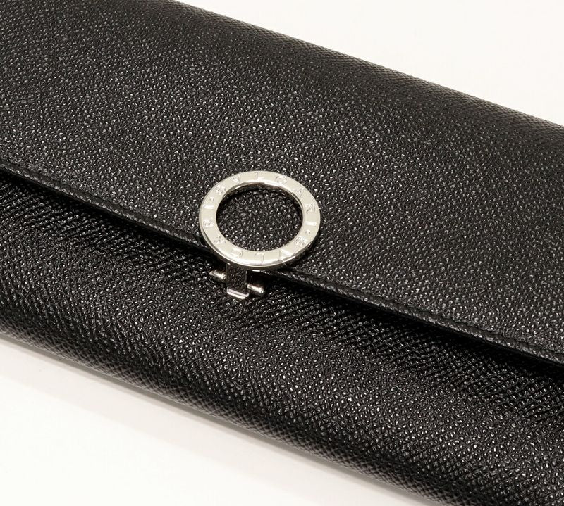 Bulgari Zipper Long Wallet With Coin Purse Bulgari Large Wallet Calf Black 30414