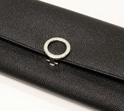 Bulgari Zipper Long Wallet With Coin Purse Bulgari Large Wallet Calf Black 30414