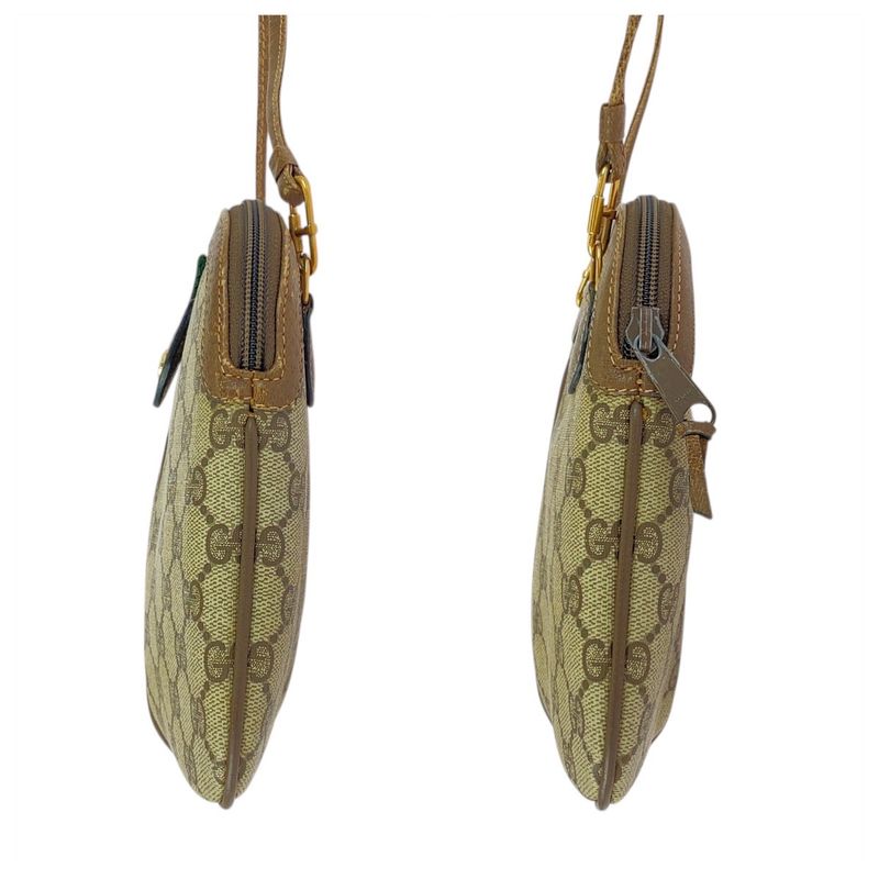 Gucci Vintage Old Gucci Sherry Line Beige GG Supreme Canvas/leather Shoulder