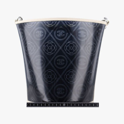 Chanel Coco Mark Camellia Vinyl Basket Black And White PVC Coated Canvas A57637