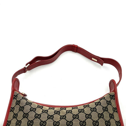 Gucci 001 4205 Shoulder Bag Brown/red GG Canvas/leather Ladies Fashion Brand