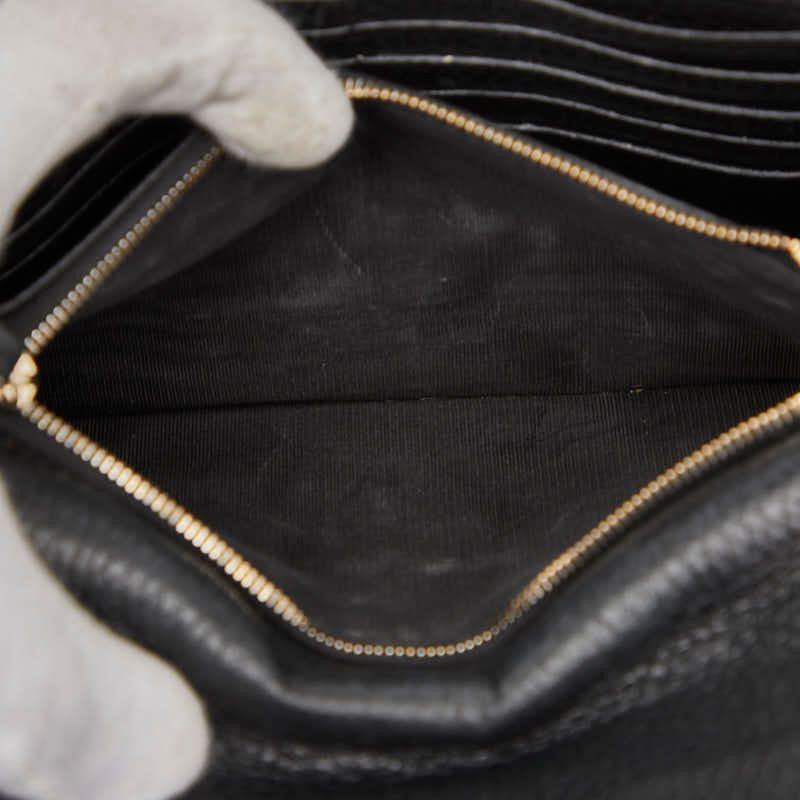 Gucci Interlocking G Long Wallet Chain Wallet Bag 510314 Black Gold Leather