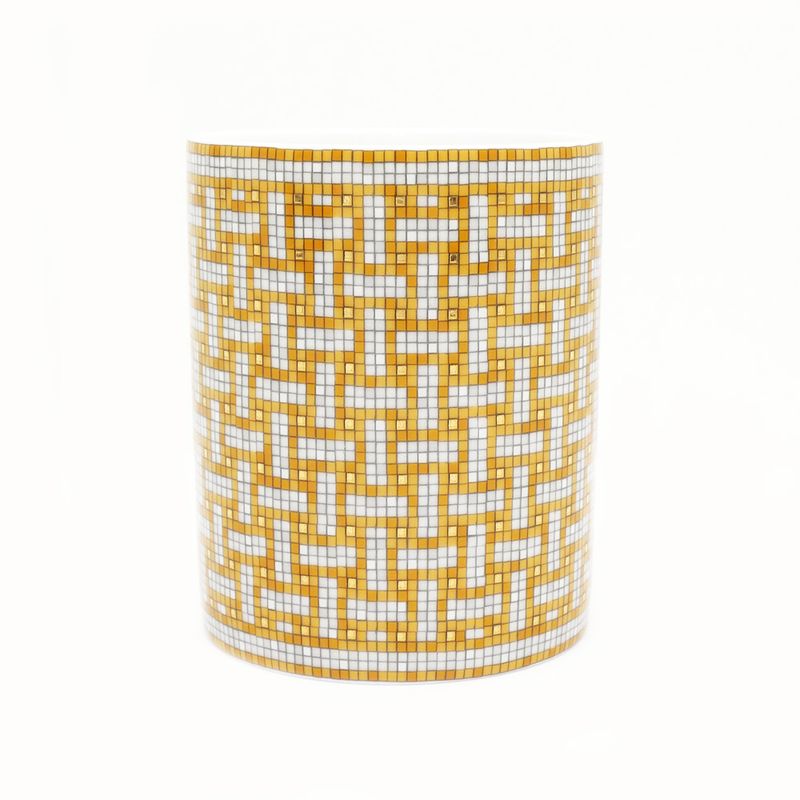 Hermes Mug Mosaic 24 Gold Color White Pottery Tableware Accessories