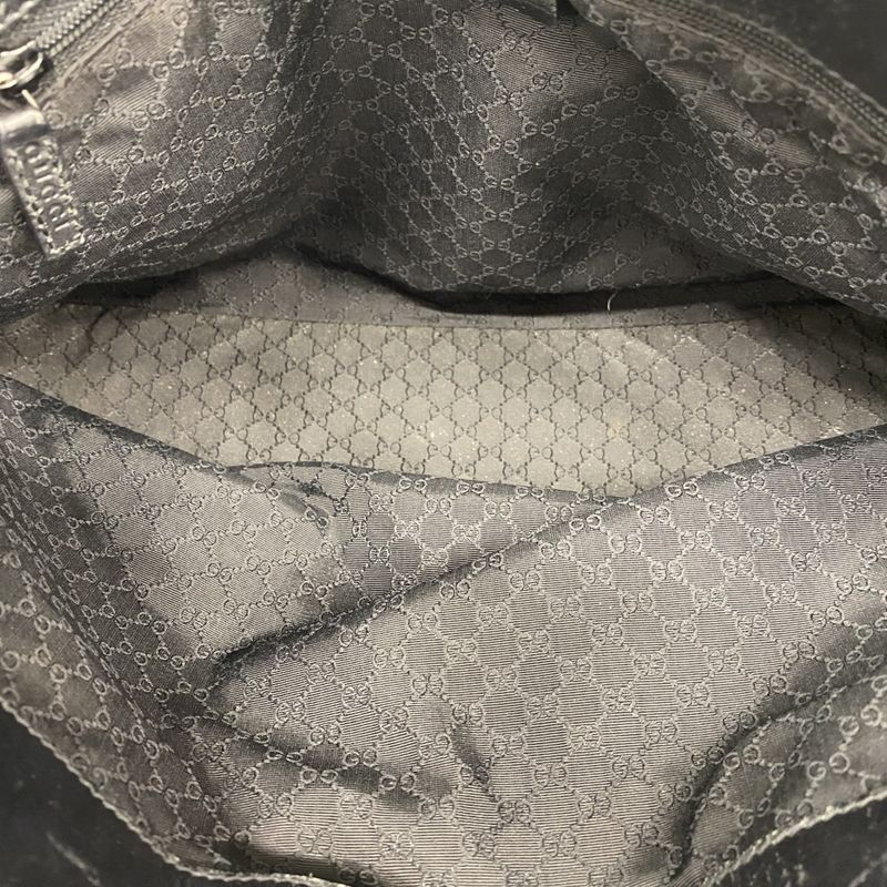 Gucci Tote Bag Sherry Line 73983 Denim Black Silver Hardware Women's