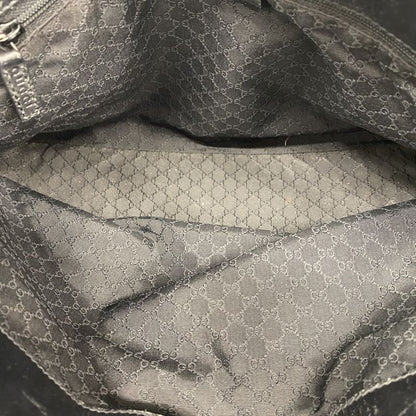 Gucci Tote Bag Sherry Line 73983 Denim Black Silver Hardware Women's