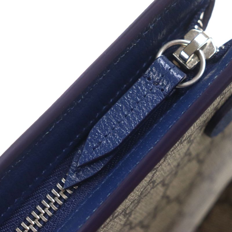 Gucci 768255 GG Supreme Canvas Leather Gghardware Bicolor Small Pouch Clutch