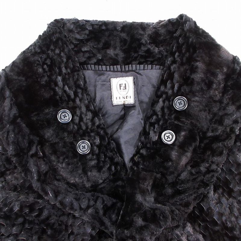Vintage Fendi Fur Asymmetrical Long Cape Poncho Fur Coat Made in Italy Black Ur8