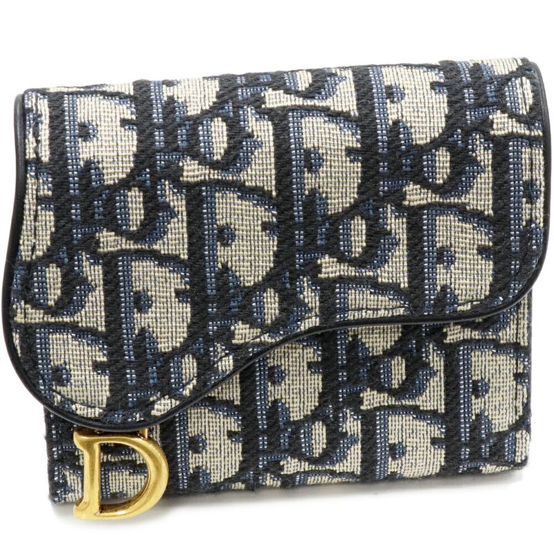 Dior Trifold Wallet With Coin Purse Compact Wallet Saddle Lotus Wallet Dior