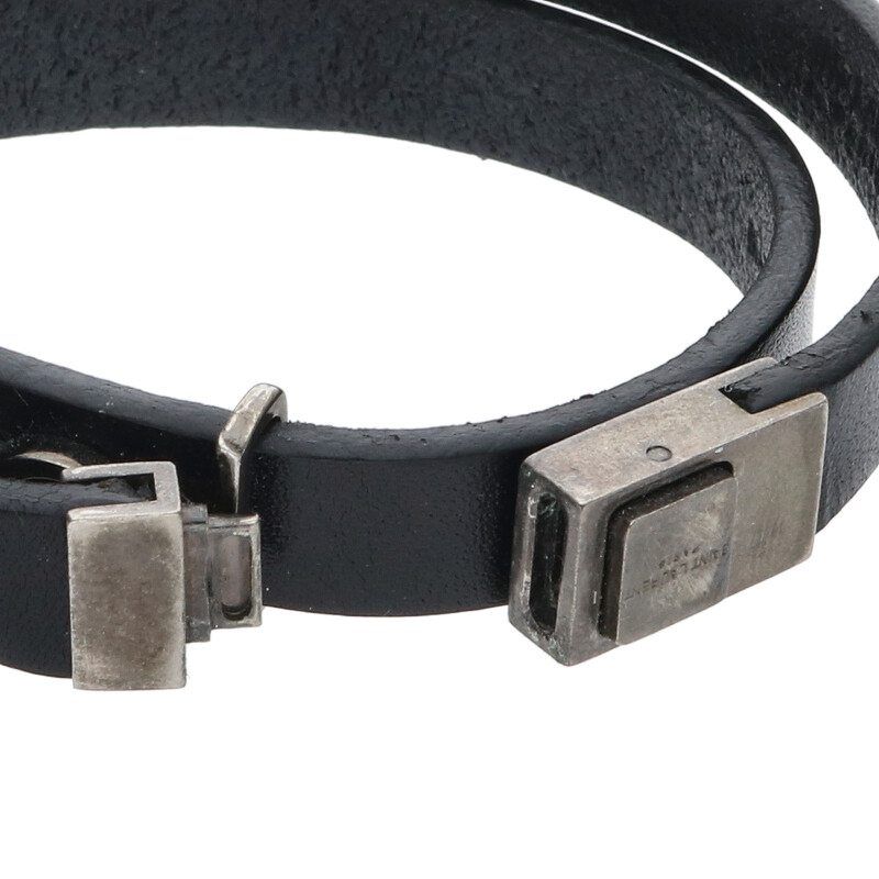 Saint Laurent Paris 485465 Cassandra Logo Double Leather Bracelet Men's L 17