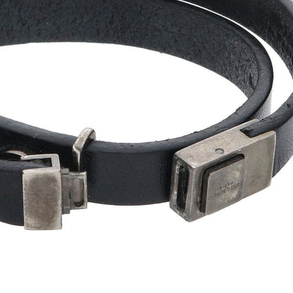 Saint Laurent Paris 485465 Cassandra Logo Double Leather Bracelet Men's L 17