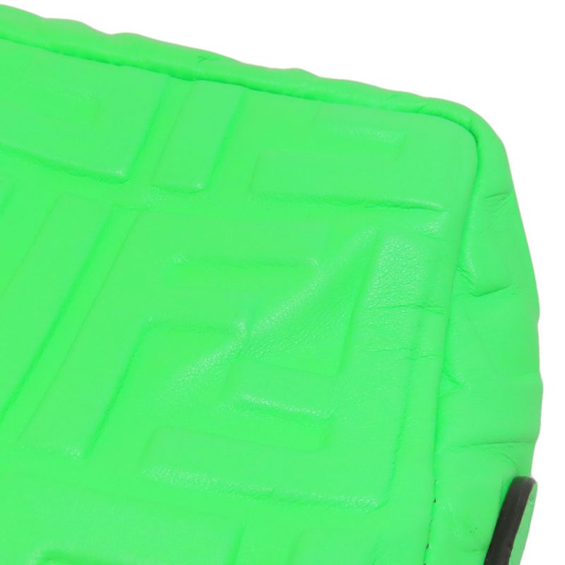 Fendi FF Zucca Pattern 2WAY Handbag Green Calf Women Leather Strap Crossbody