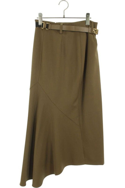 Prada P178xk Triangle Logo Plate Belted Cotton Skirt Women 42