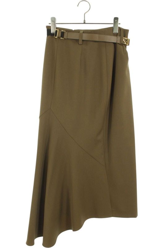 Prada P178xk Triangle Logo Plate Belted Cotton Skirt Women 42