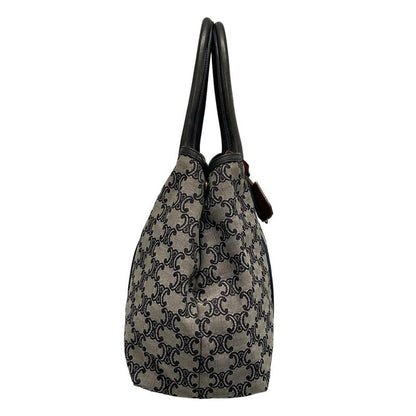 Celine Tote Bag Macadam Pattern Dark Navy Ivory And Multi Leather