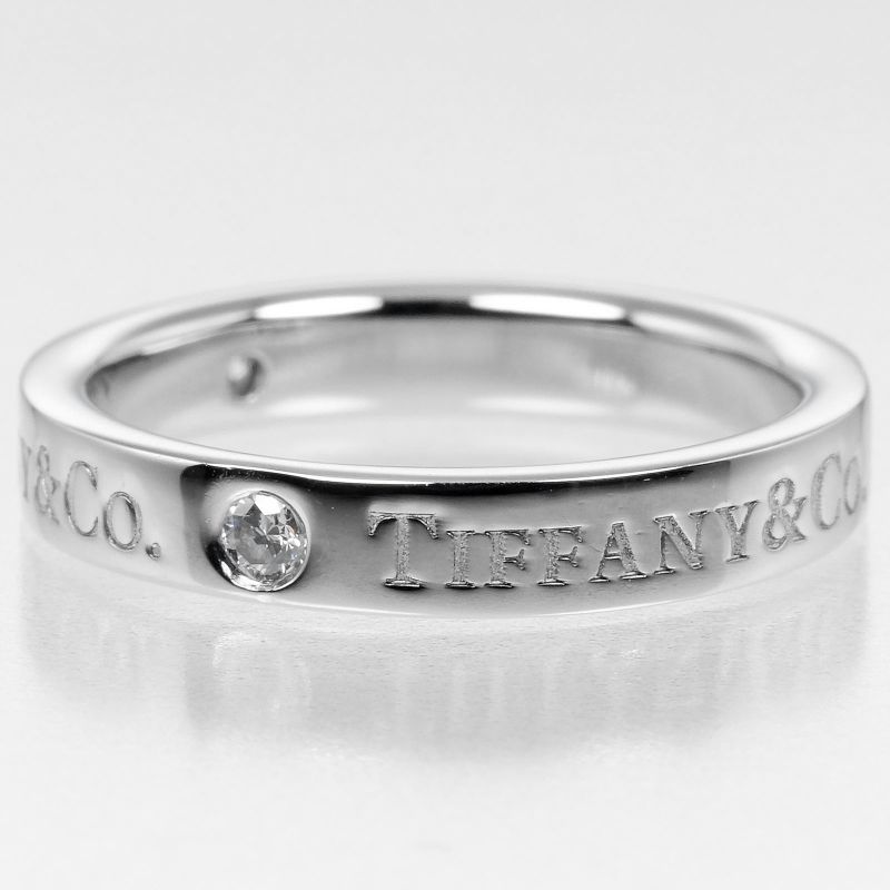 Tiffany & Co Flat Band Pt950platinum X 3P Diamonds #6 Ladies 4.86g Ring