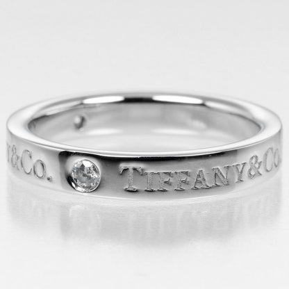 Tiffany & Co Flat Band Pt950platinum X 3P Diamonds #6 Ladies 4.86g Ring