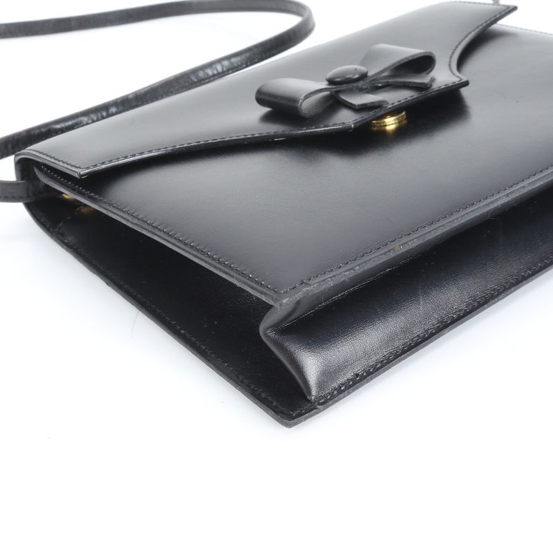 Vintage Christian Dior Ribbon Leather Shoulder Bag Crossbody Genuine Leather